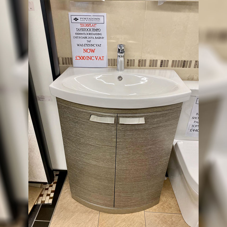 Tavistock Tempo 650mm Floorstanding Unit with basin & tap - Portadown Tiles & Bathrooms showroom in Portadown Northern Ireland