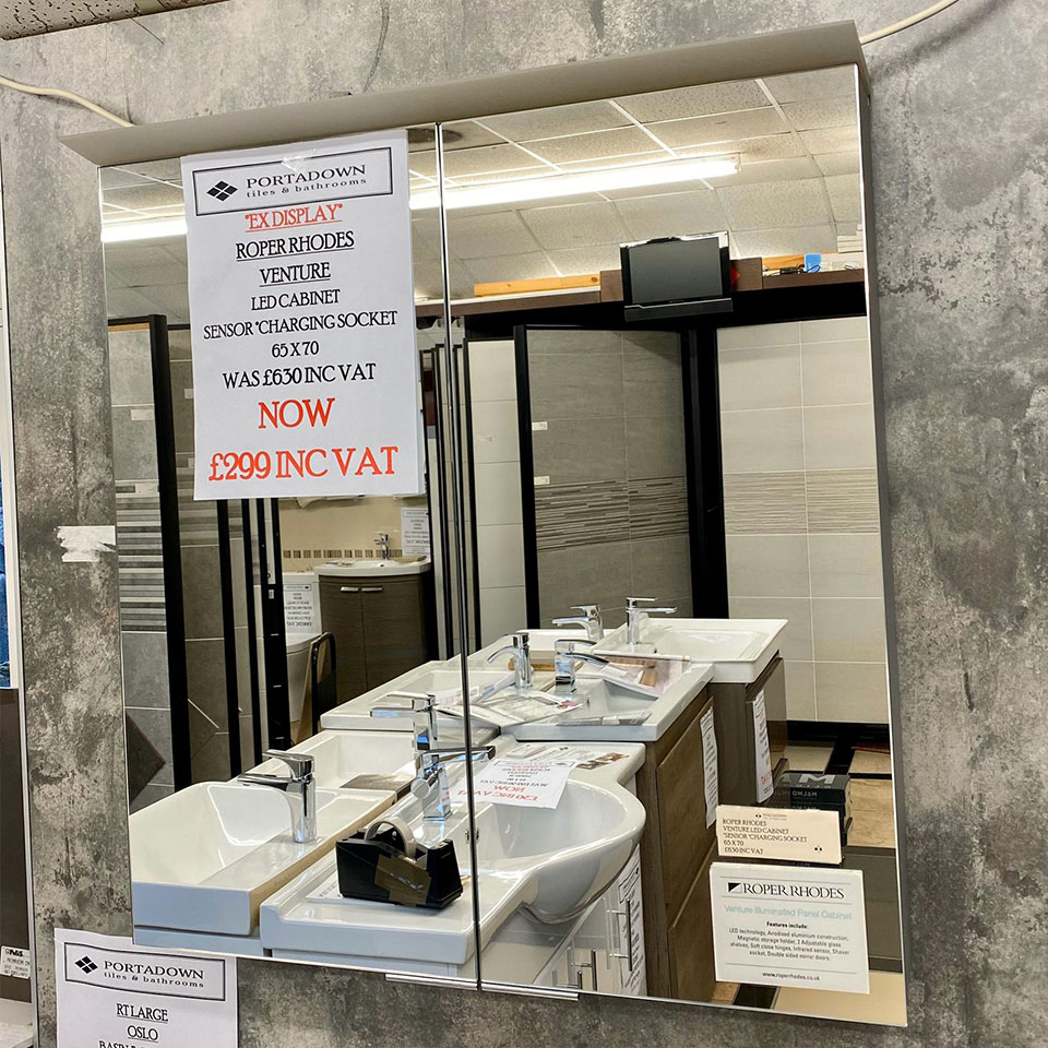 Roper Rhodes Venture LED Cabinet with Charging Socket 65x70 - Portadown Tiles & Bathrooms showroom in Portadown Northern Ireland