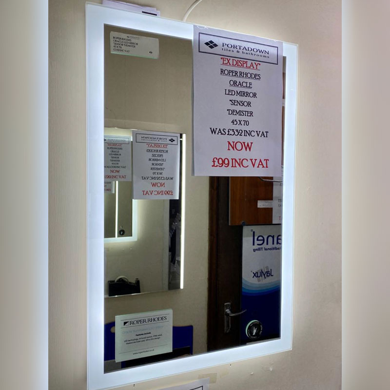 Roper Rhodes Oracle LED Mirror with Sensor & Demister 45x70 - Portadown Tiles & Bathrooms showroom in Portadown Northern Ireland