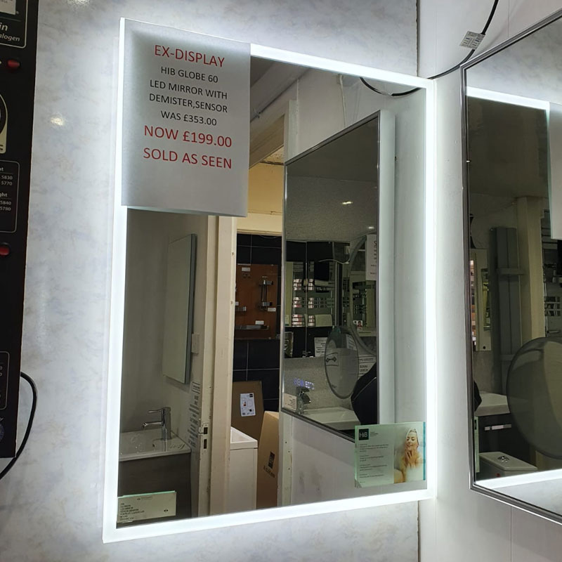 HIB Globe 60 LED Mirror with demister, sensor - Portadown Tiles & Bathrooms showroom in Portadown Northern Ireland