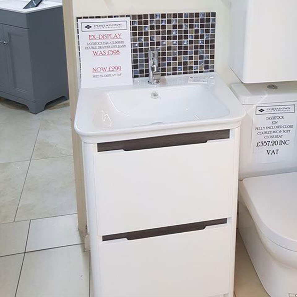 Tavistock Equate 600mm Double Drawer Unit & Basin - Portadown Tiles & Bathrooms showroom in Portadown Northern Ireland